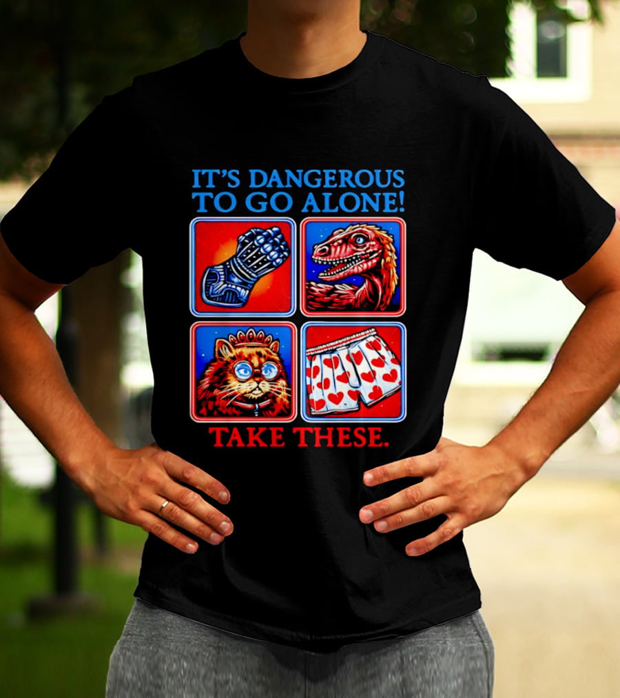 It's Dangerous To Go Alone Take These Gauntlet Raptor Cat Heart Boxers T-Shirt