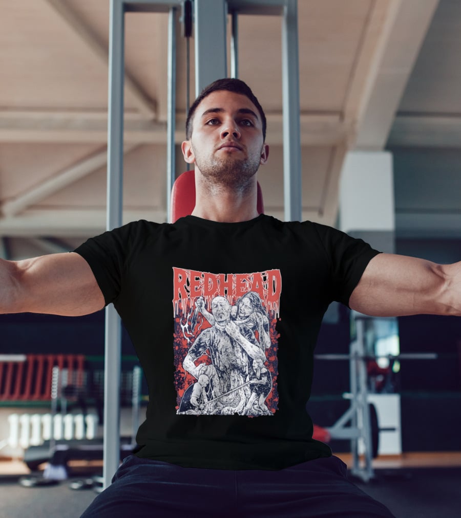 Red Head Horror Gruesome Comic Style Bloodied Figures T-Shirt