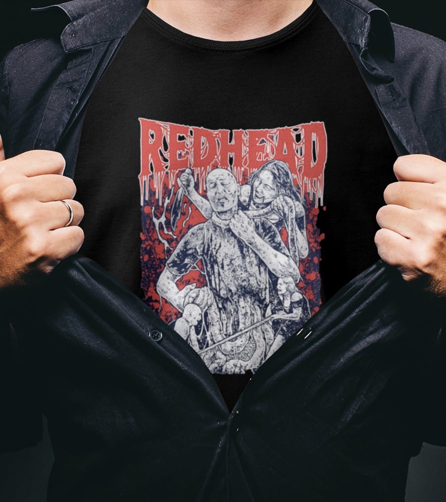 Red Head Horror Gruesome Comic Style Bloodied Figures T-Shirt