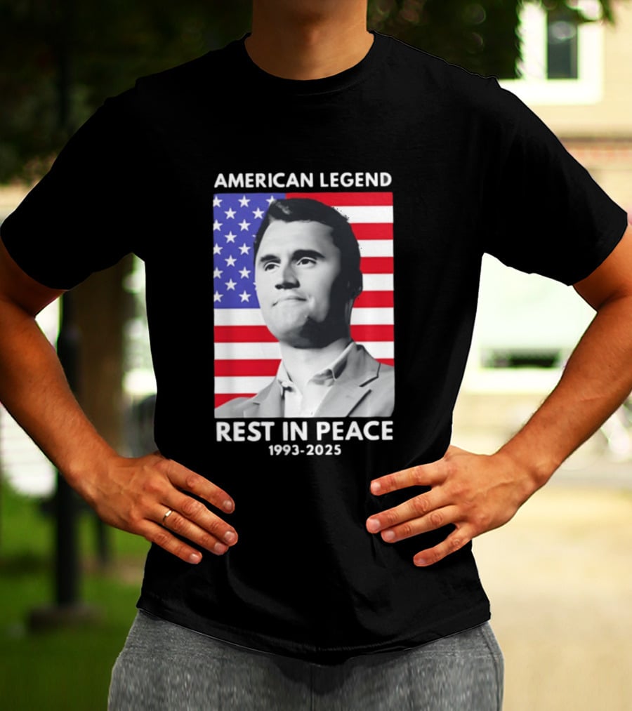 American Legend Rest In Peace Charlie Kirk 1993 2025 USA Flag T-Shirt