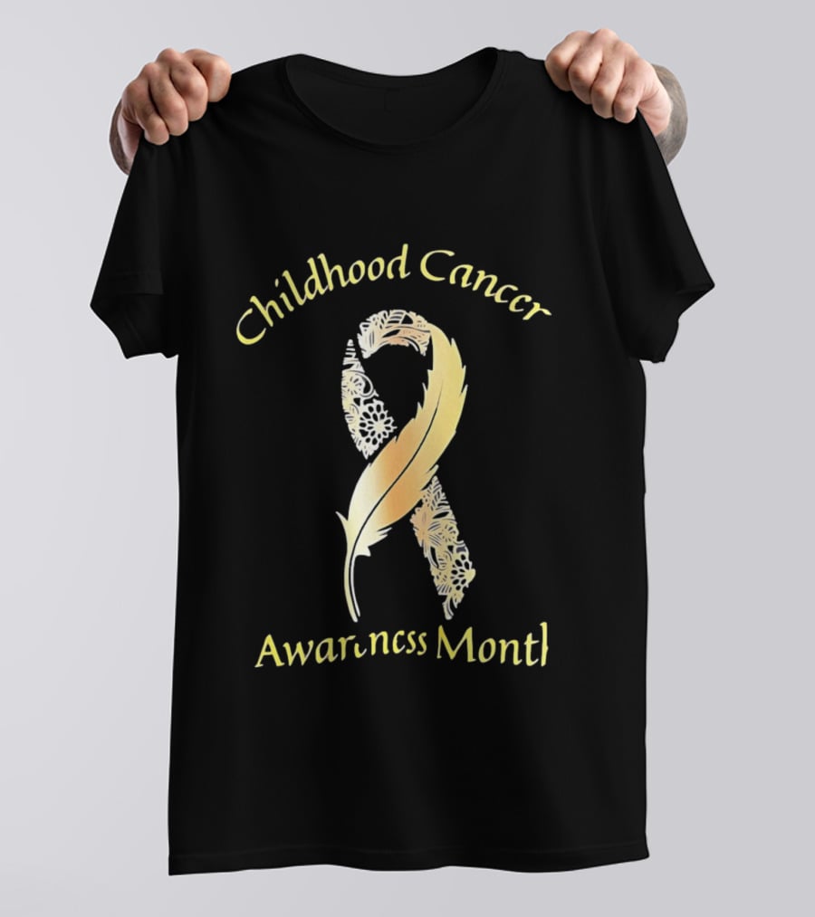 Childhood Cancer Awareness Month Gold Floral Ribbon T-Shirt
