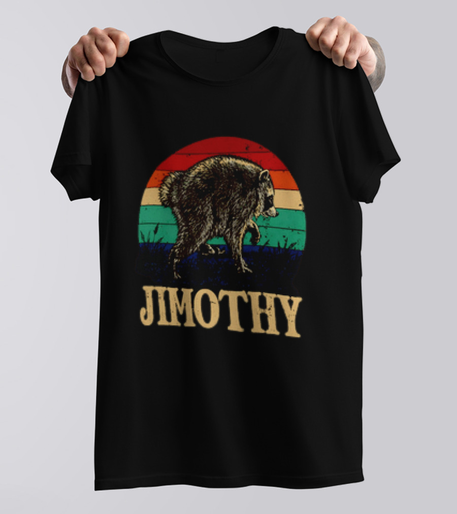Jimothy Raccoon Retro Stripes Ballard Seattle T-Shirt