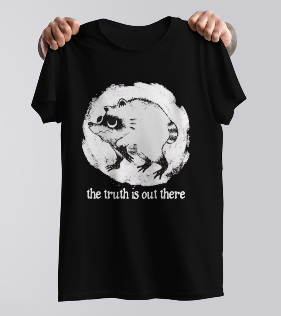 Jimothy The Raccoon The Truth Is Out There Black And White Sketch T-Shirt