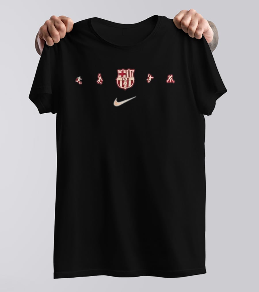 FC Barcelona 50 European Cups FCB Crest And Nike Swoosh Soccer Players T-Shirt