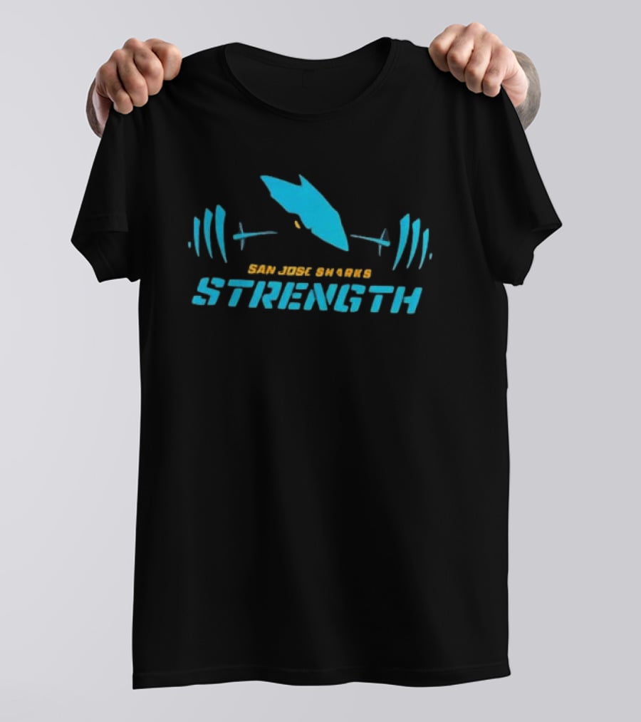 San Jose Sharks Strength Weightlifting Barbell T-Shirt