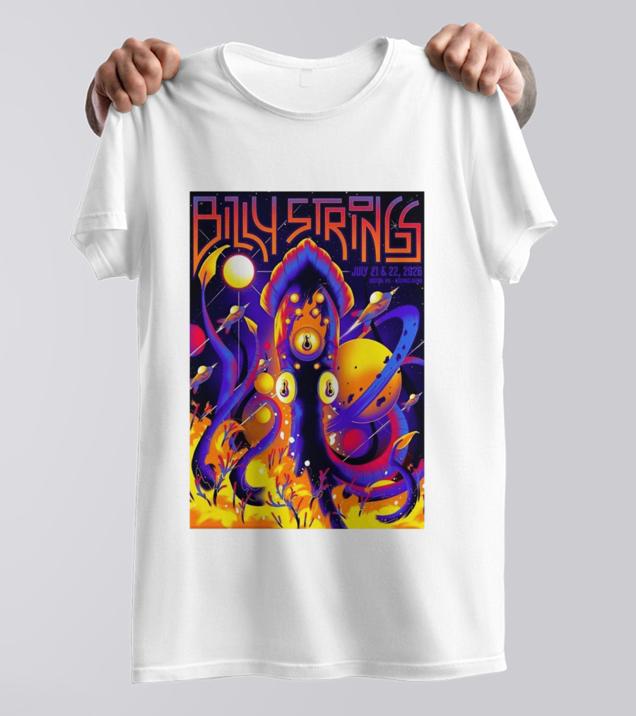 Billy Strings Boston MA July 21 22 2026 Live Agganis Arena Event Psychedelic Cosmic Squid T-Shirt