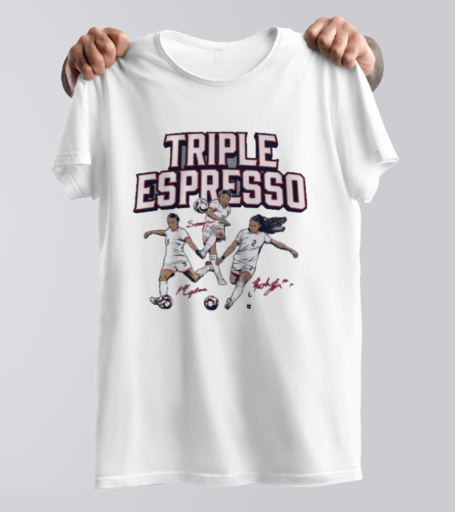 Triple Espresso Mallory Swanson Trinity Rodman Sophia Wilson Soccer Stars T-Shirt