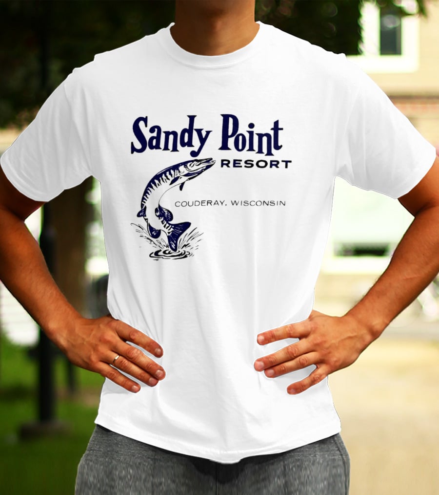 Sandy Point Resort Couderay Wisconsin Jumping Fish T-Shirt
