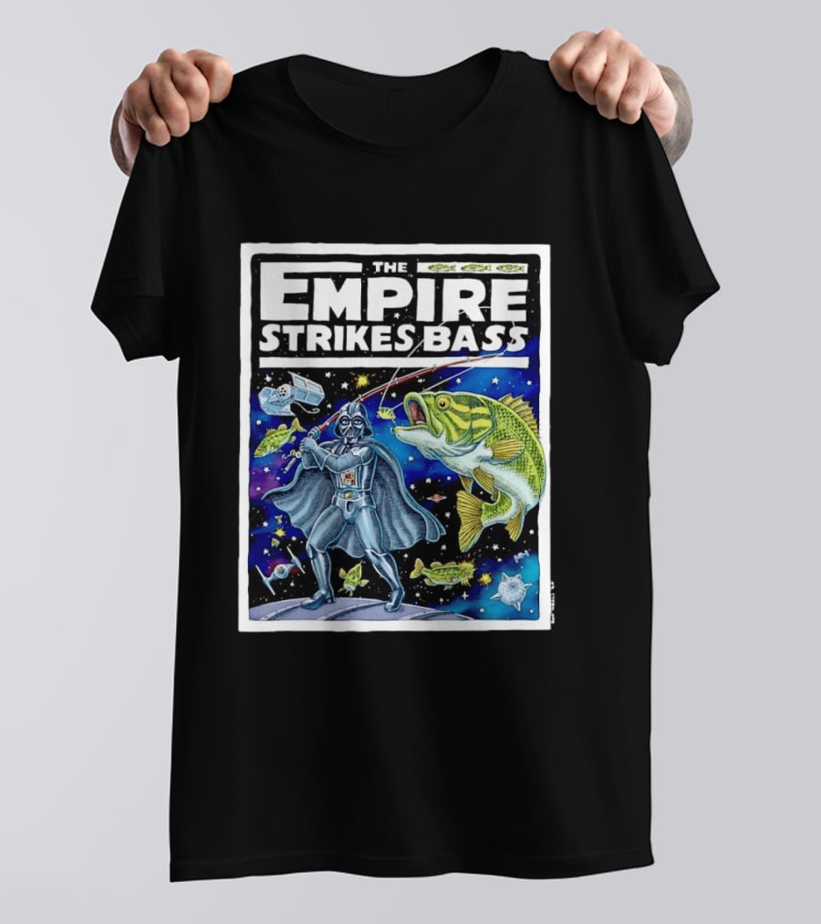 The Empire Strikes Bass Darth Vader Fishing Space Adventure T-Shirt