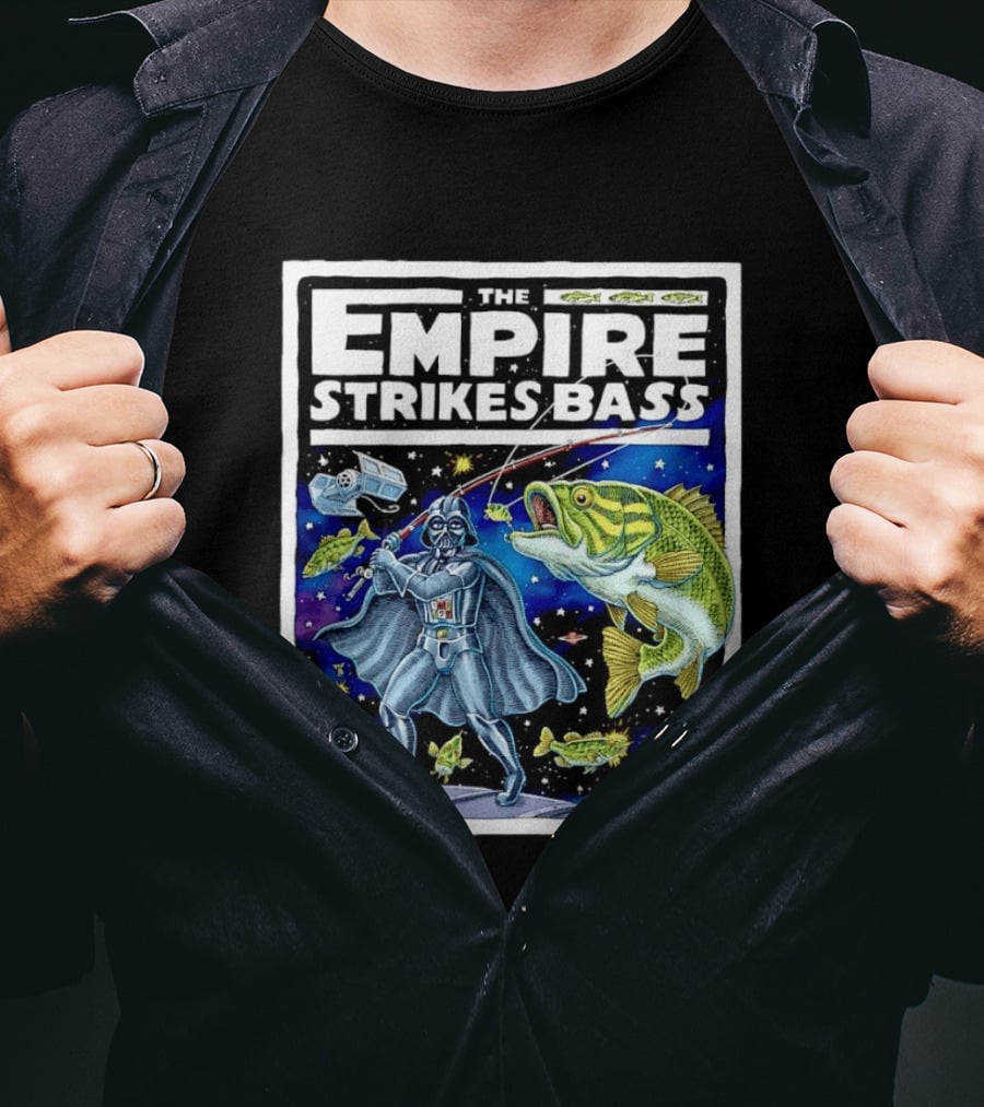 The Empire Strikes Bass Darth Vader Fishing Space Adventure T-Shirt