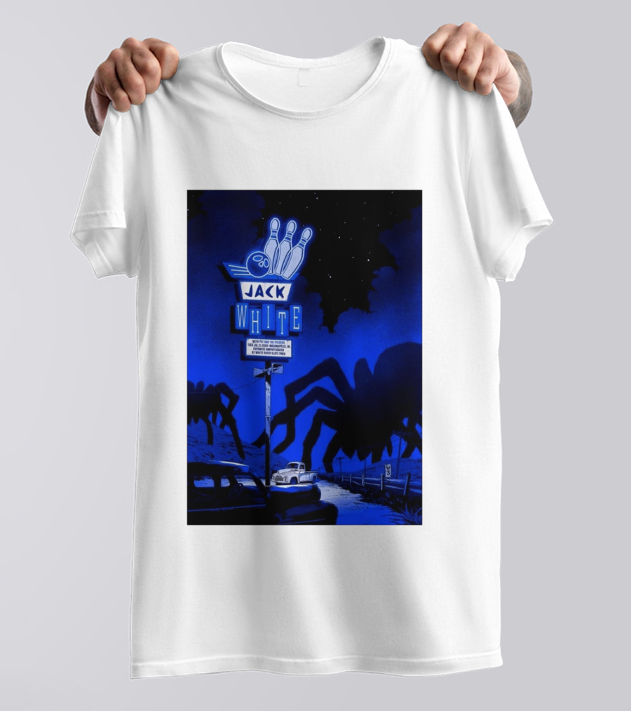 Jack White Indianapolis IN 2026 Everwise Amphitheater Event With Spiders And Bowling Sign T-Shirt