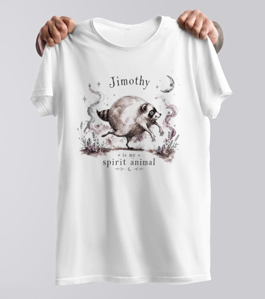 Jimothy Is My Spirit Animal Raccoon Celestial Moon Stars T-Shirt