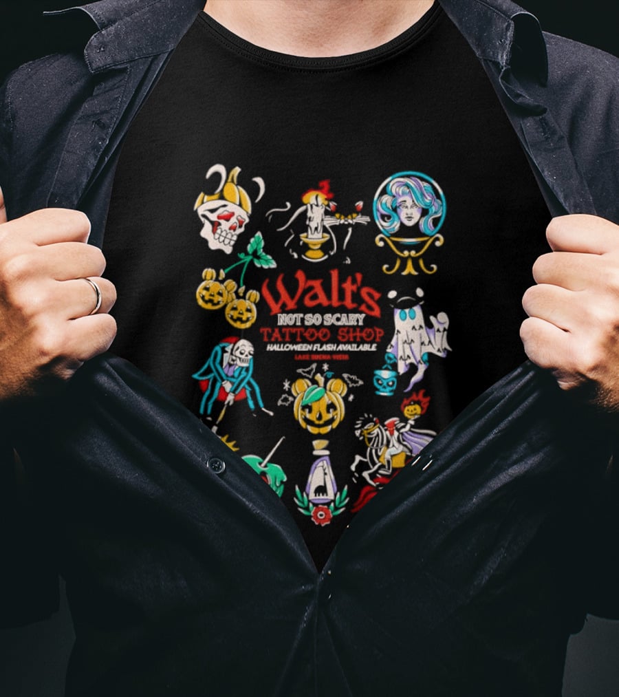 Walt's Not So Scary Tattoo Shop Halloween Flash Lake Buena Vista T-Shirt