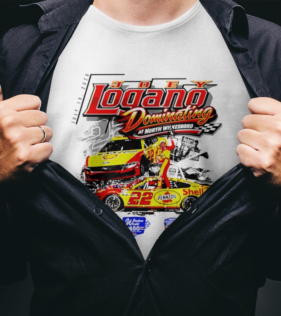 Joey Logano Dominating July 18 2026 North Wilkesboro Pennzoil Shell 22 Racing T-Shirt