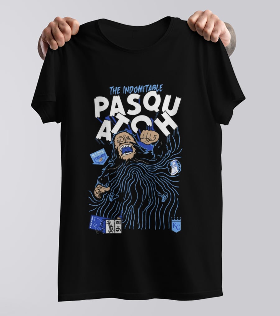 2026 Royals The Indomitable Pasquatch He's Here Fear The Beard KC Baseball T-Shirt