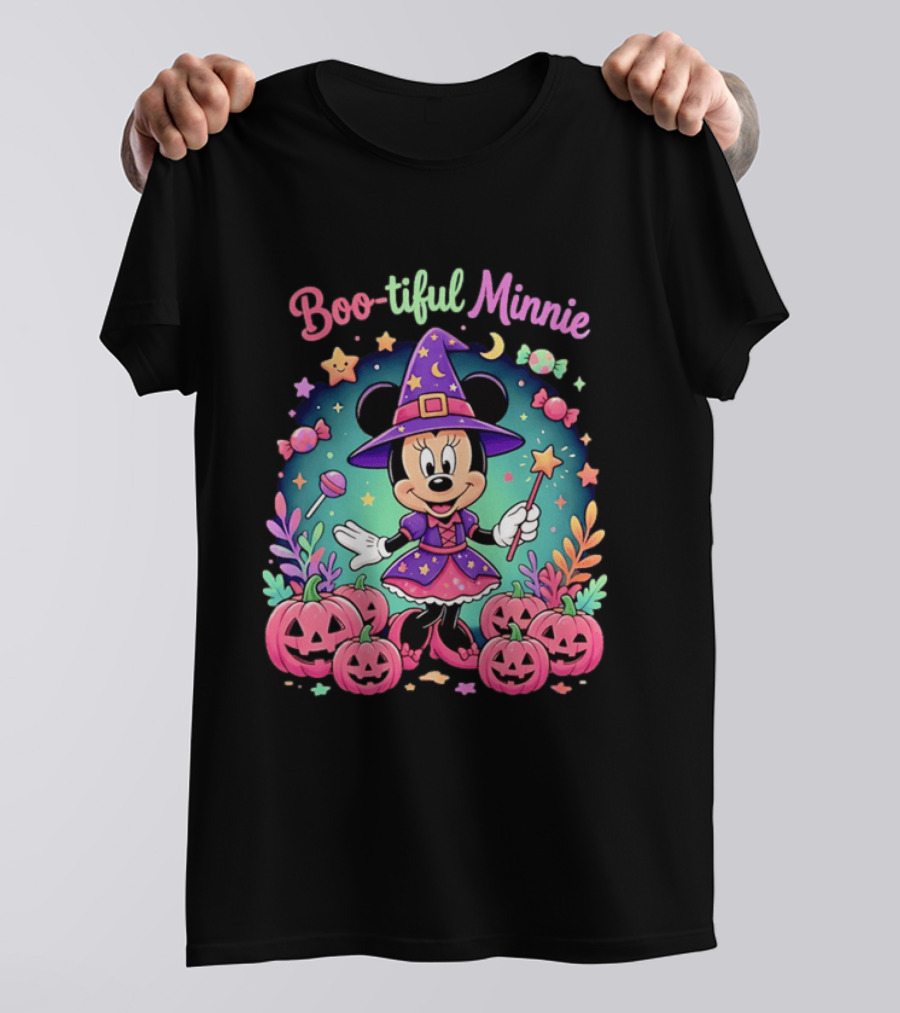 Boo Tiful Minnie Halloween Pumpkin Witch Disney Magic T-Shirt