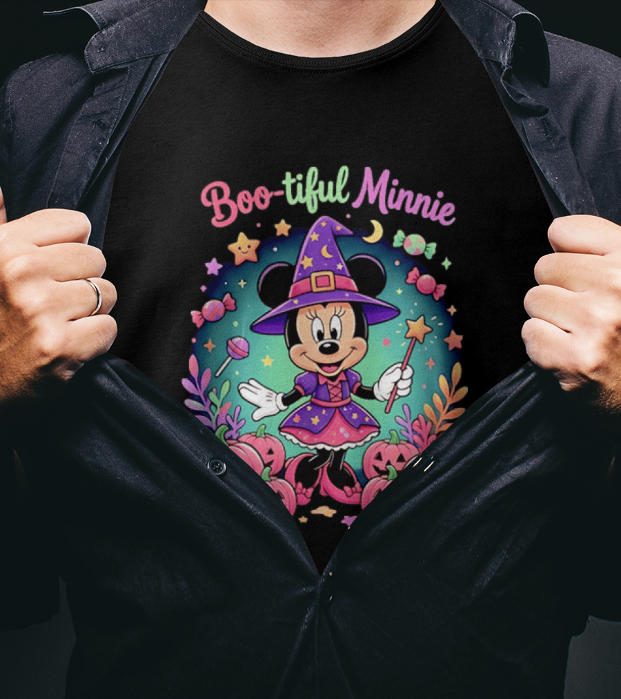 Boo Tiful Minnie Halloween Pumpkin Witch Disney Magic T-Shirt