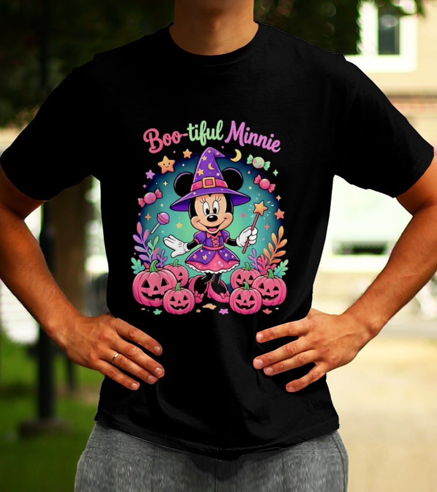 Boo Tiful Minnie Halloween Pumpkin Witch Disney Magic T-Shirt