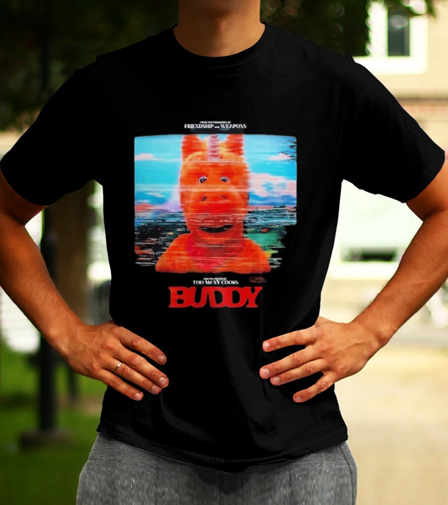 Buddy Unicorn Friendship And Weapons Movie Premiere August 28 2026 T-Shirt