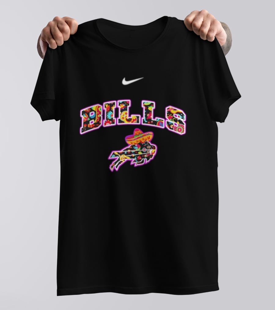 Buffalo Bills Fiesta Floral Pattern Nike Logo Hispanic Heritage Celebration T-Shirt