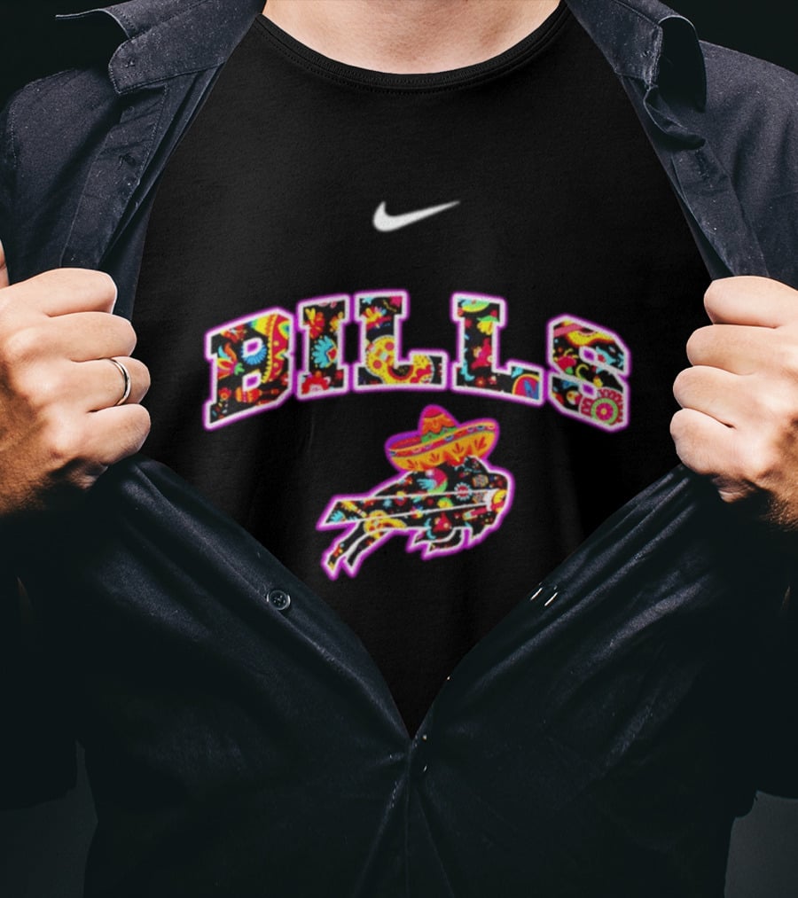 Buffalo Bills Fiesta Floral Pattern Nike Logo Hispanic Heritage Celebration T-Shirt