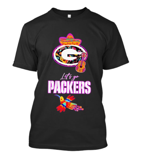 Let's Go Packers Mexican Folk Guitar And Sombrero Fiesta T-Shirt