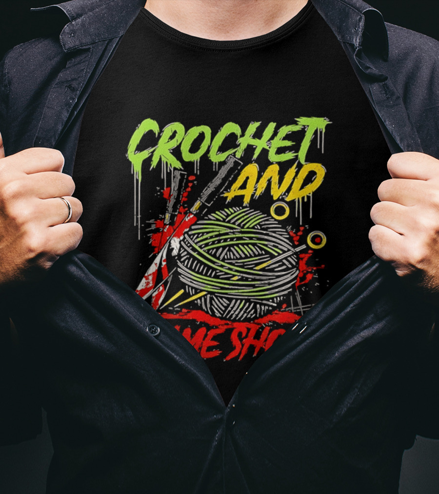 Crochet And Crime Shows Yarn And Knives T-Shirt