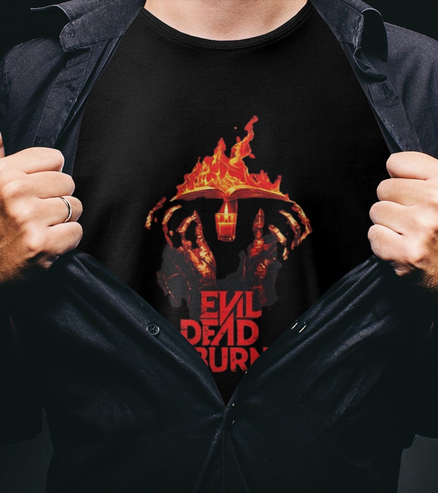 Evil Dead Burn Flaming Book Horror Visuals T-Shirt