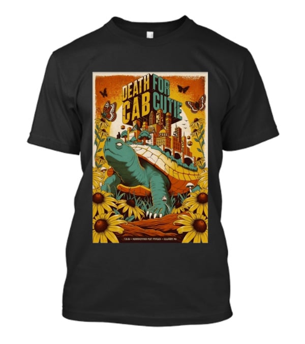 Death Cab For Cutie Merriweather Post Pavilion 7 21 2026 Columbia MD Art Butterflies Turtle Sunflowers T-Shirt