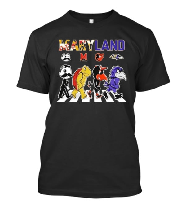 Maryland Sports Mascots Abbey Road Terrapin Oriole Raven Historical Sports Teams T-Shirt
