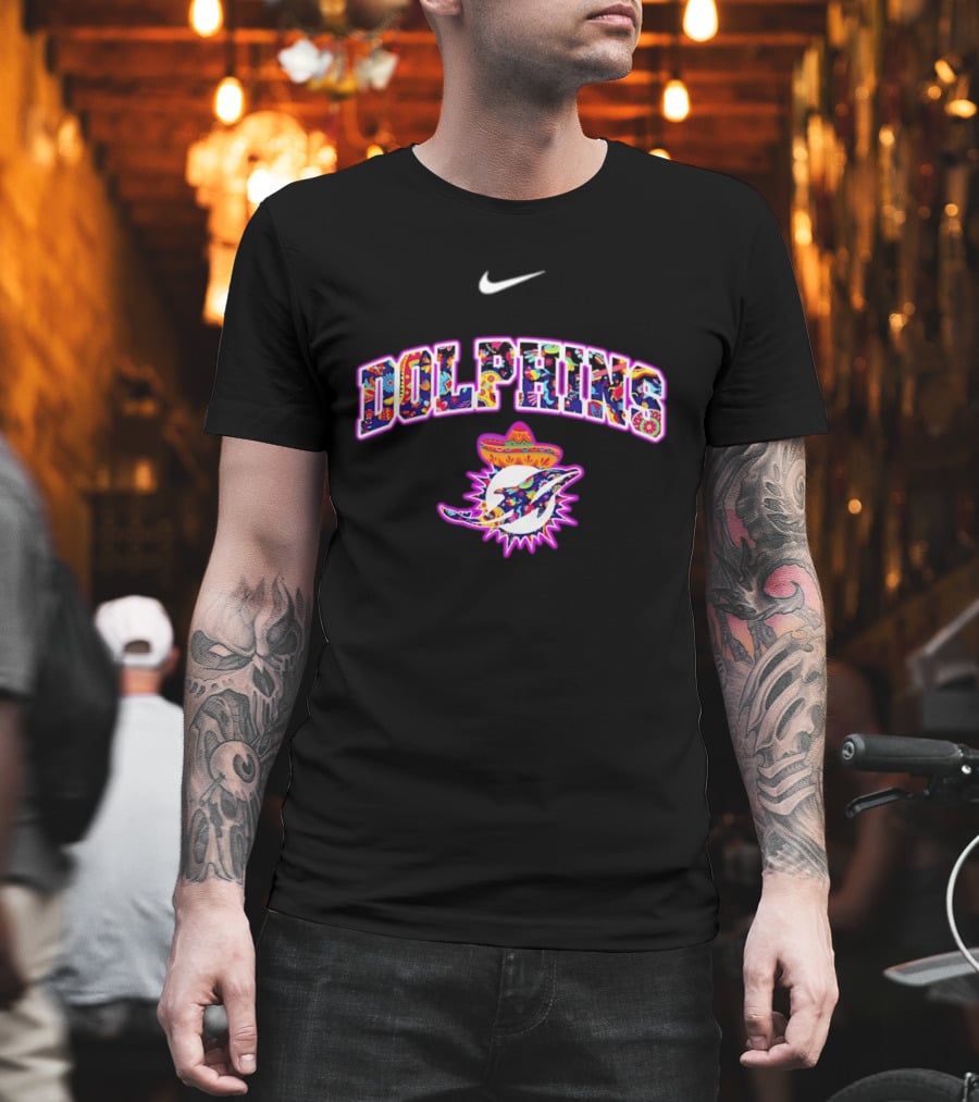 Nike Dolphins Hispanic Heritage Fiesta Florals Sombrero T-Shirt