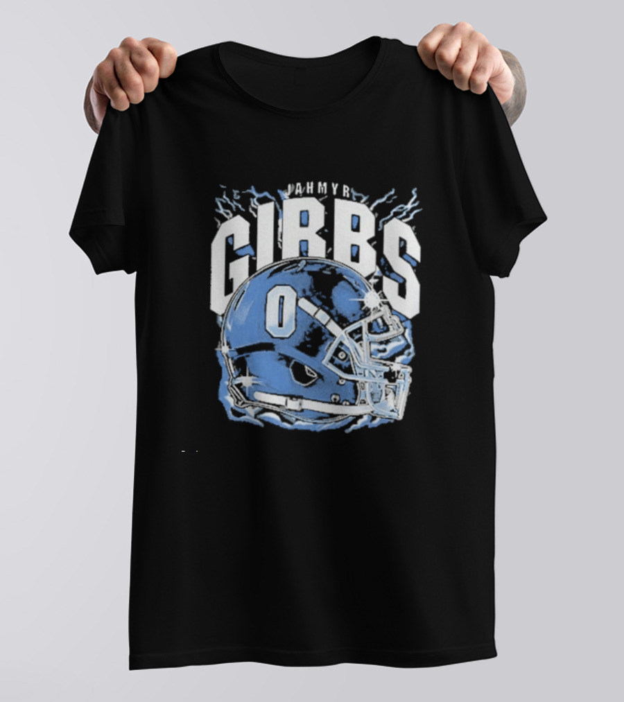 Jahmyr Gibbs Detroit Football Helmet Lions Number 0 T-Shirt
