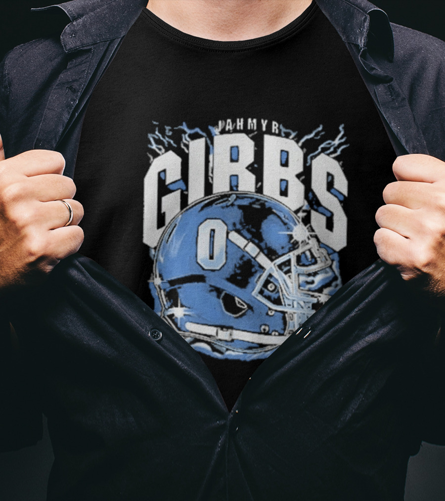 Jahmyr Gibbs Detroit Football Helmet Lions Number 0 T-Shirt