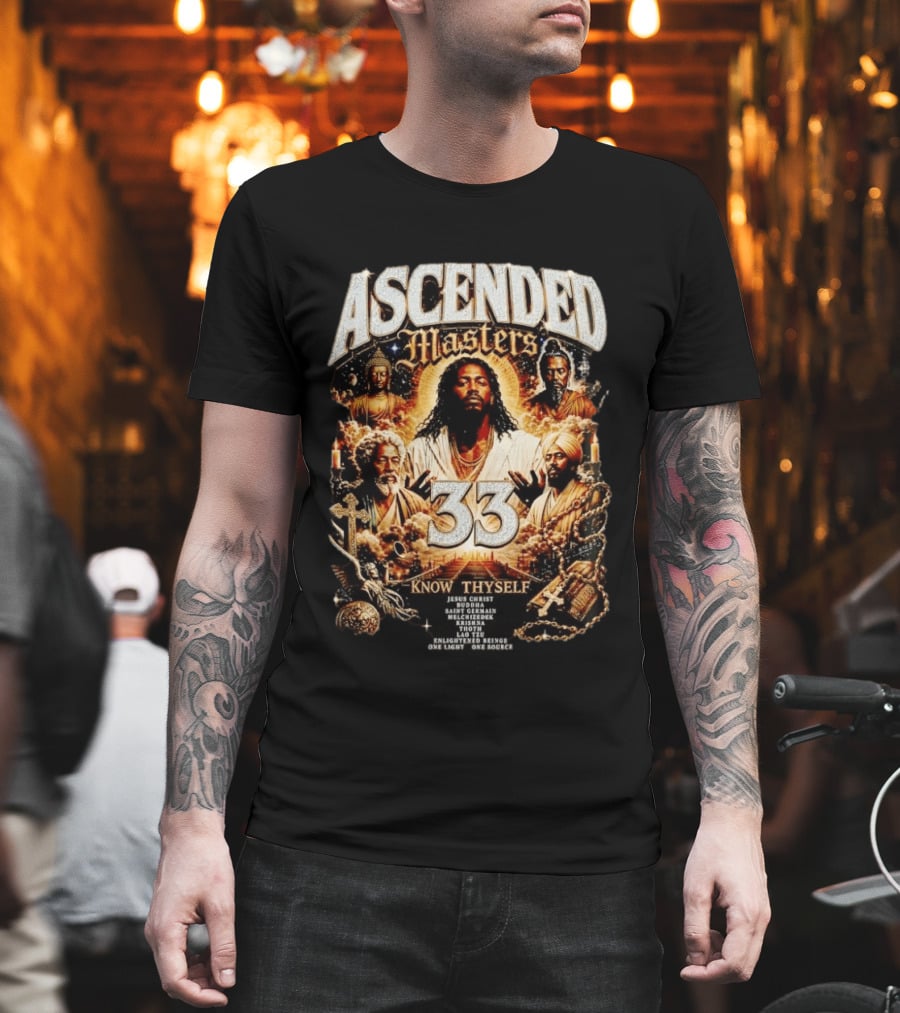 Ascended Masters 33 Jesus Christ Buddha Saint Germain Know Thyself Spiritual Enlightenment Vision T-Shirt