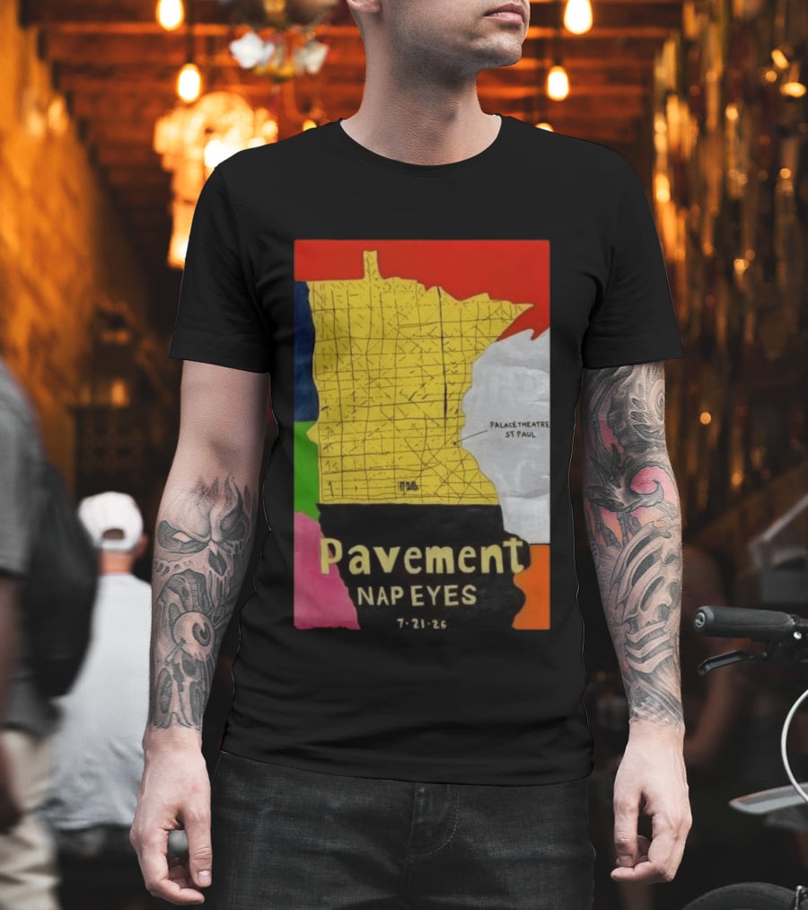 Pavement Nap Eyes Palace Theatre St Paul July 21 2026 Minnesota Map T-Shirt