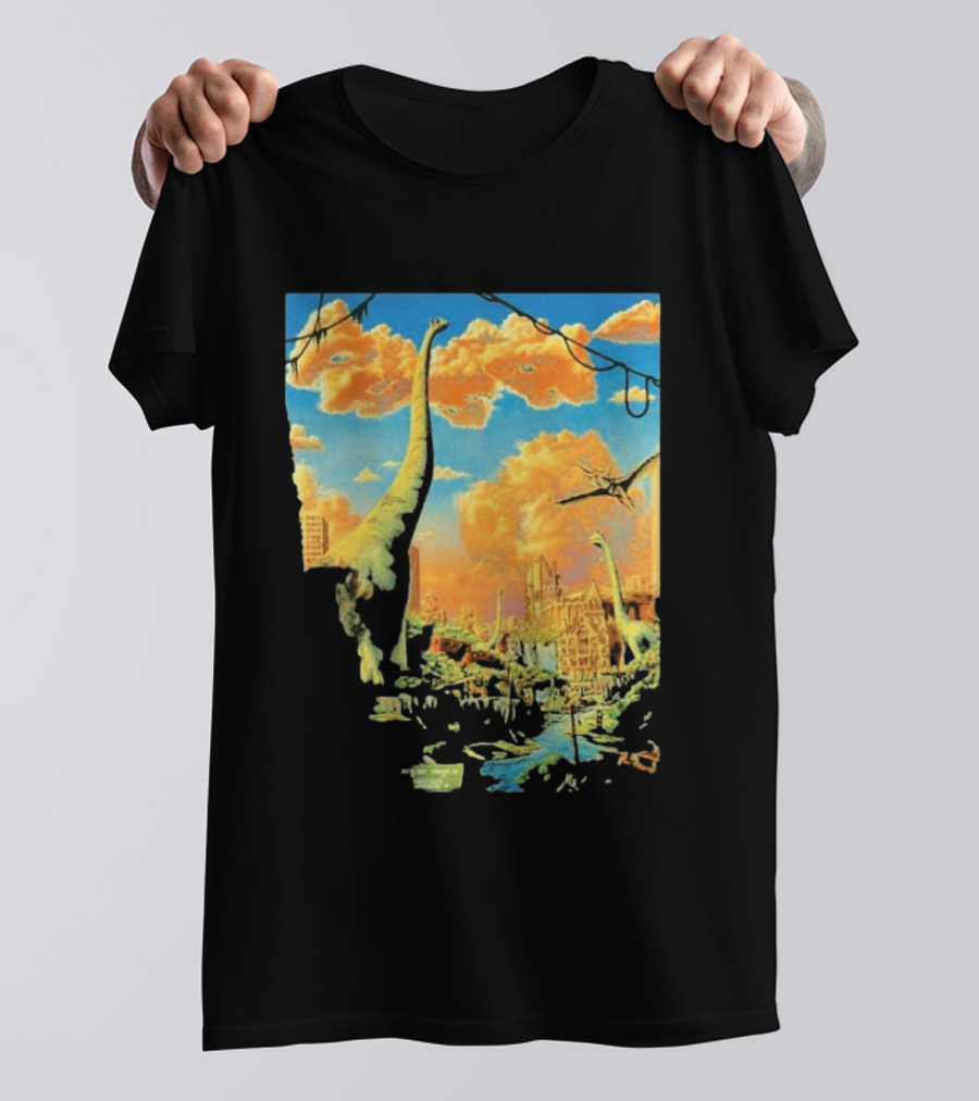 Phish Syracuse NY July 21 2026 St Joseph Health Amphitheatre Dinosaur Cityscape T-Shirt