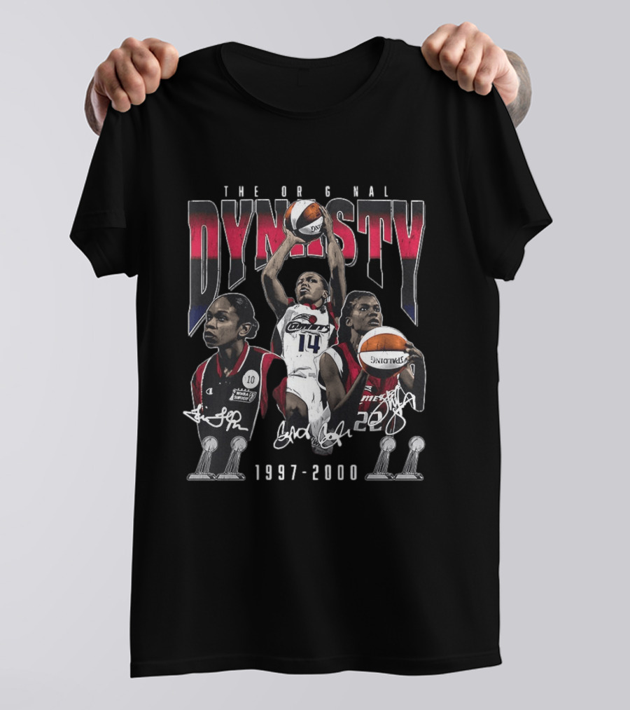 The Original Dynasty Sheryl Swoopes Cynthia Cooper Tina Thompson Houston Comets 1997 2000 T-Shirt