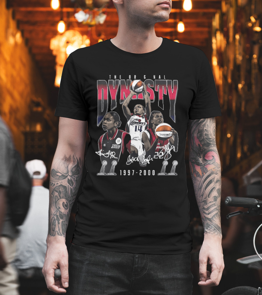 The Original Dynasty Sheryl Swoopes Cynthia Cooper Tina Thompson Houston Comets 1997 2000 T-Shirt