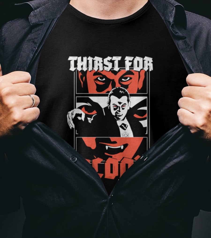 Thirst For Blood Vampire Horror Iconic Red Face T-Shirt