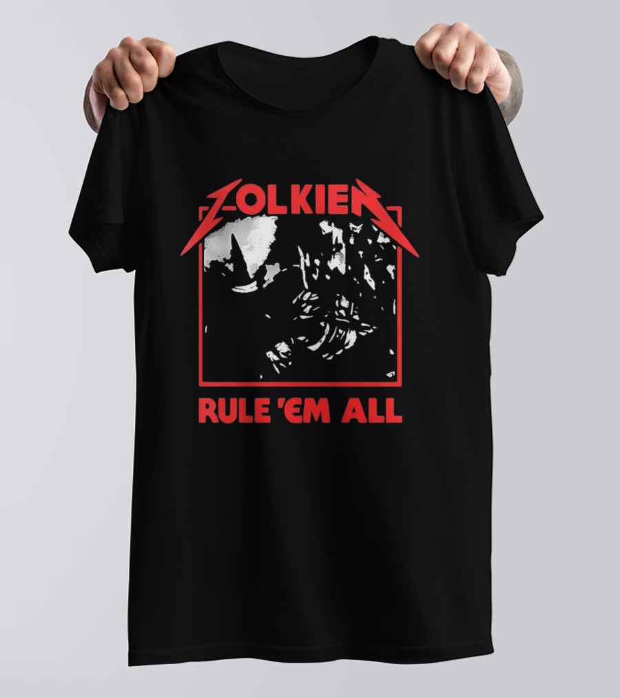 Tolkien Rule 'Em All Lord Of The Rings Metallica Mashup T-Shirt
