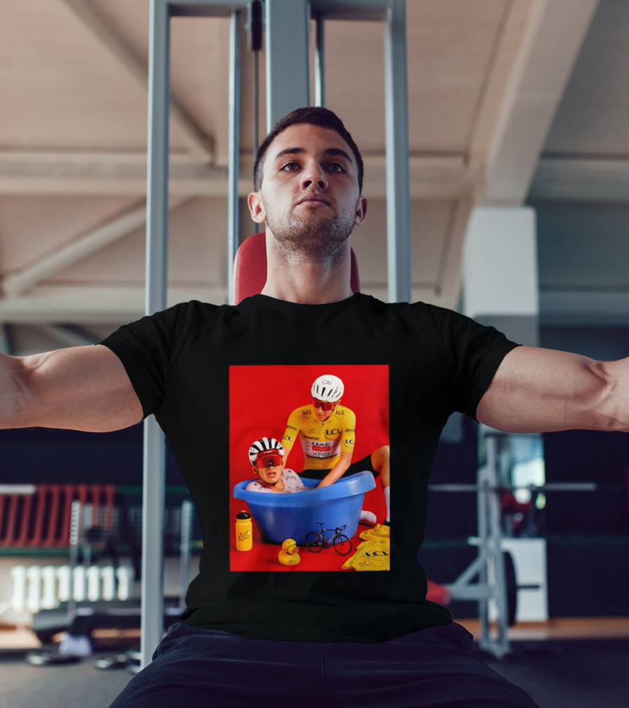 Tadej Pogačar Isaac Del Toro LCL UAE Team 2026 Cycling Bath Scene T-Shirt