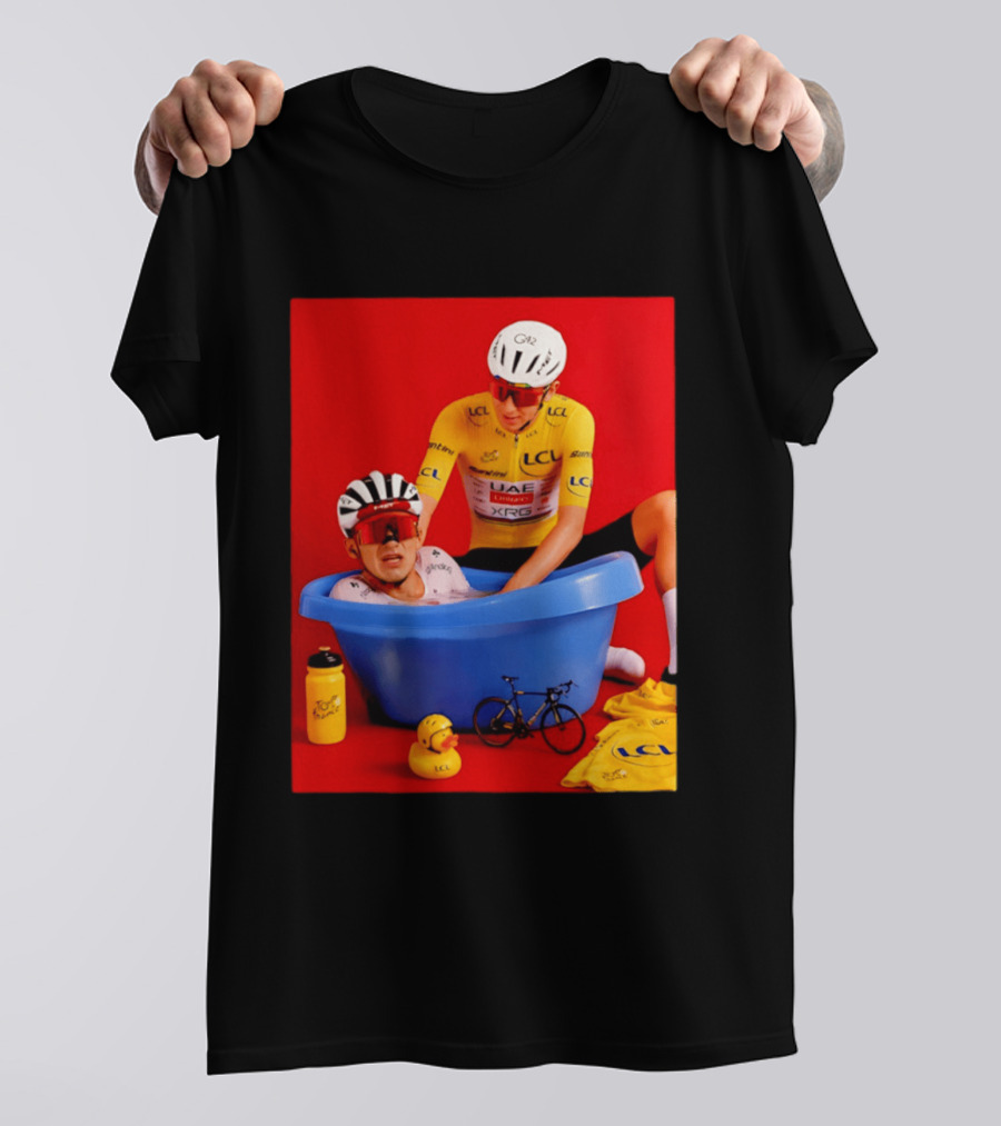 Tadej Pogačar Isaac Del Toro LCL UAE Team 2026 Cycling Bath Scene T-Shirt