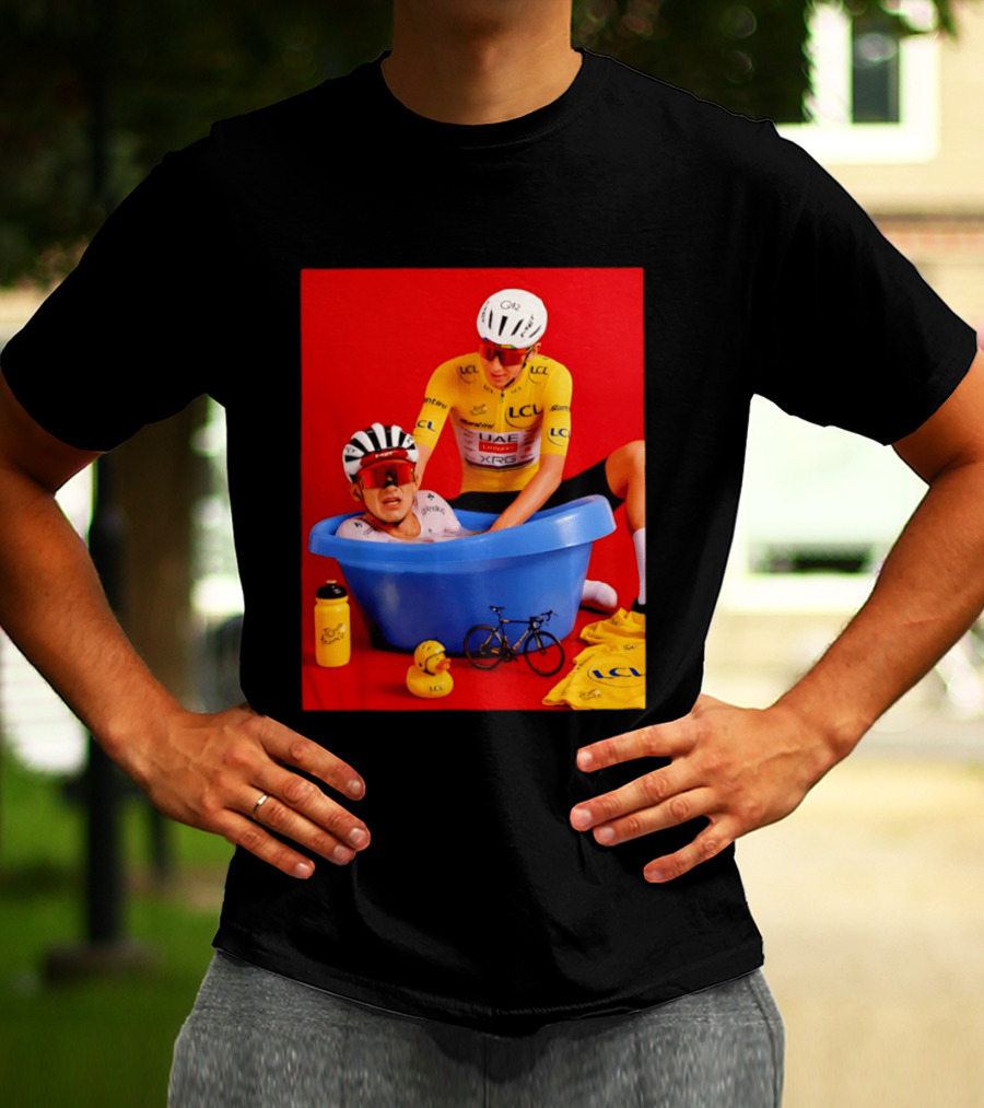 Tadej Pogačar Isaac Del Toro LCL UAE Team 2026 Cycling Bath Scene T-Shirt
