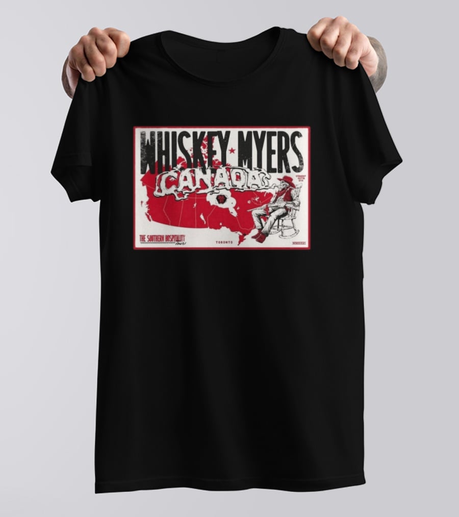 Whiskey Myers Canada Map Southern Hospitality Tour Toronto July 21 2026 Event T-Shirt