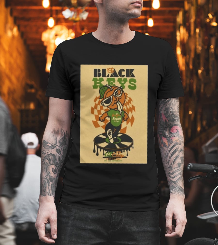 The Black Keys Oklahoma City OK July 21 2026 Checkered Record Orange Character Event T-Shirt