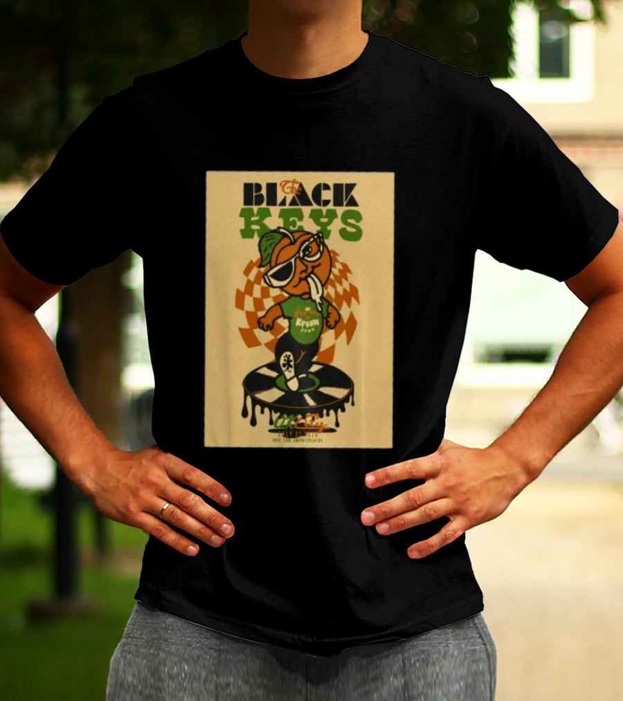 The Black Keys Oklahoma City OK July 21 2026 Checkered Record Orange Character Event T-Shirt