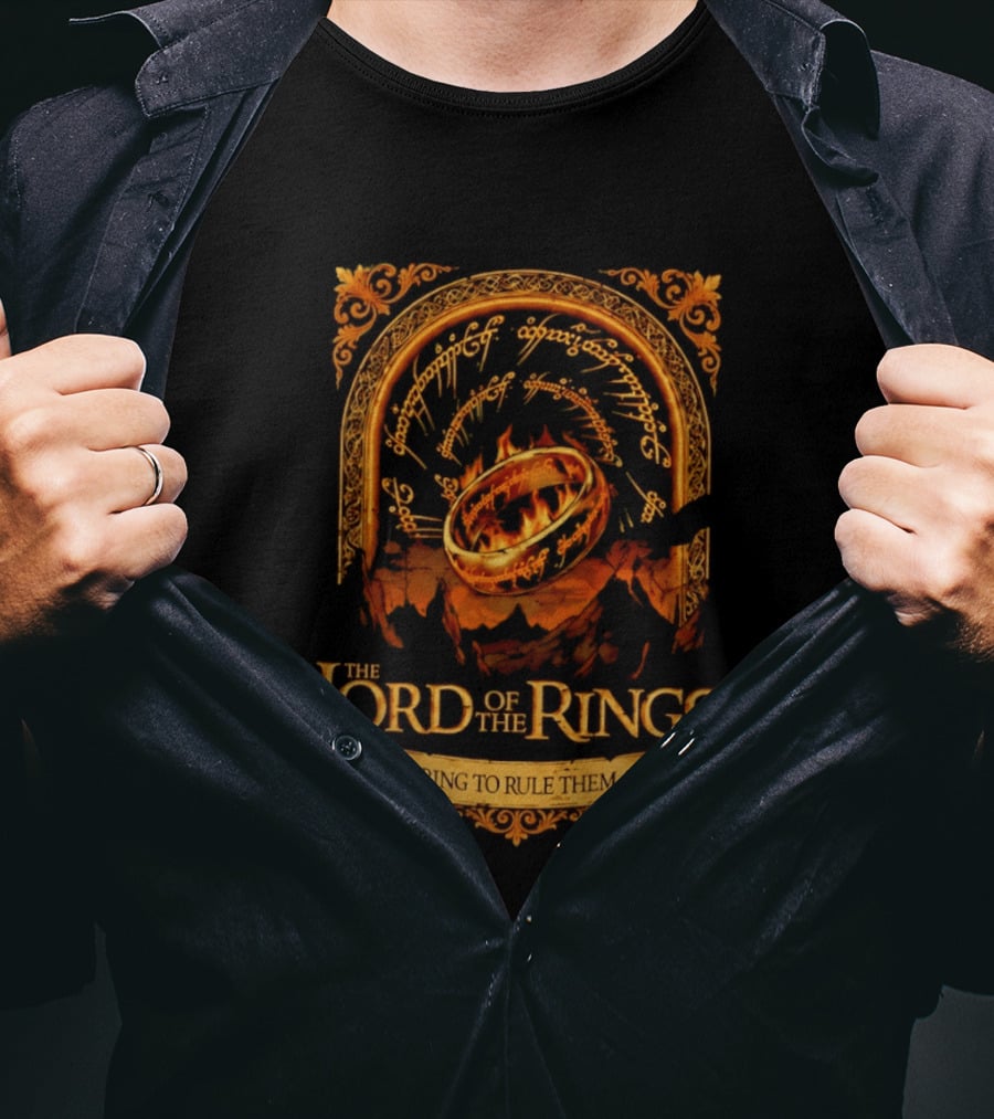 The Lord Of The Rings One Ring To Rule Them All Iconic Inscription And Flaming Ring T-Shirt