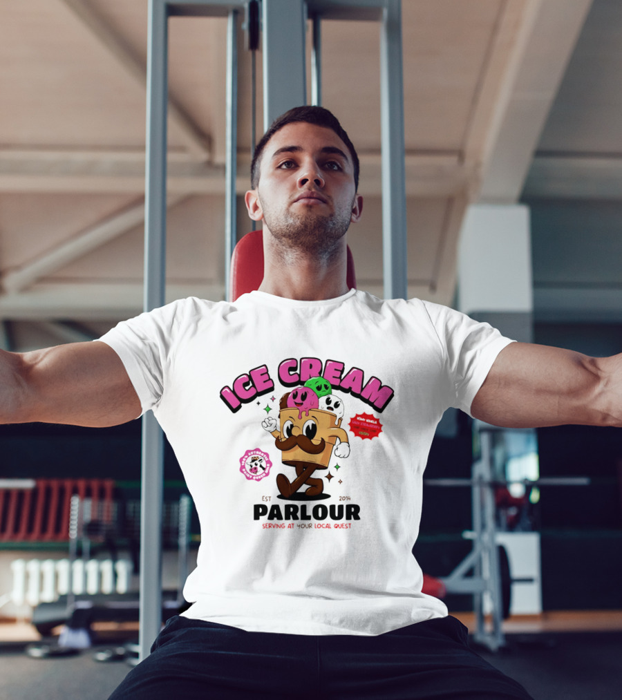 Ice Cream Parlour Est 2014 Serving At Your Local Quest Cartoon Characters Fun Scoop Club T-Shirt