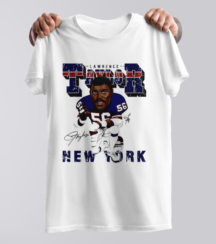 Lawrence Taylor New York Giants Kneeling Bruce Stark Collection T-Shirt
