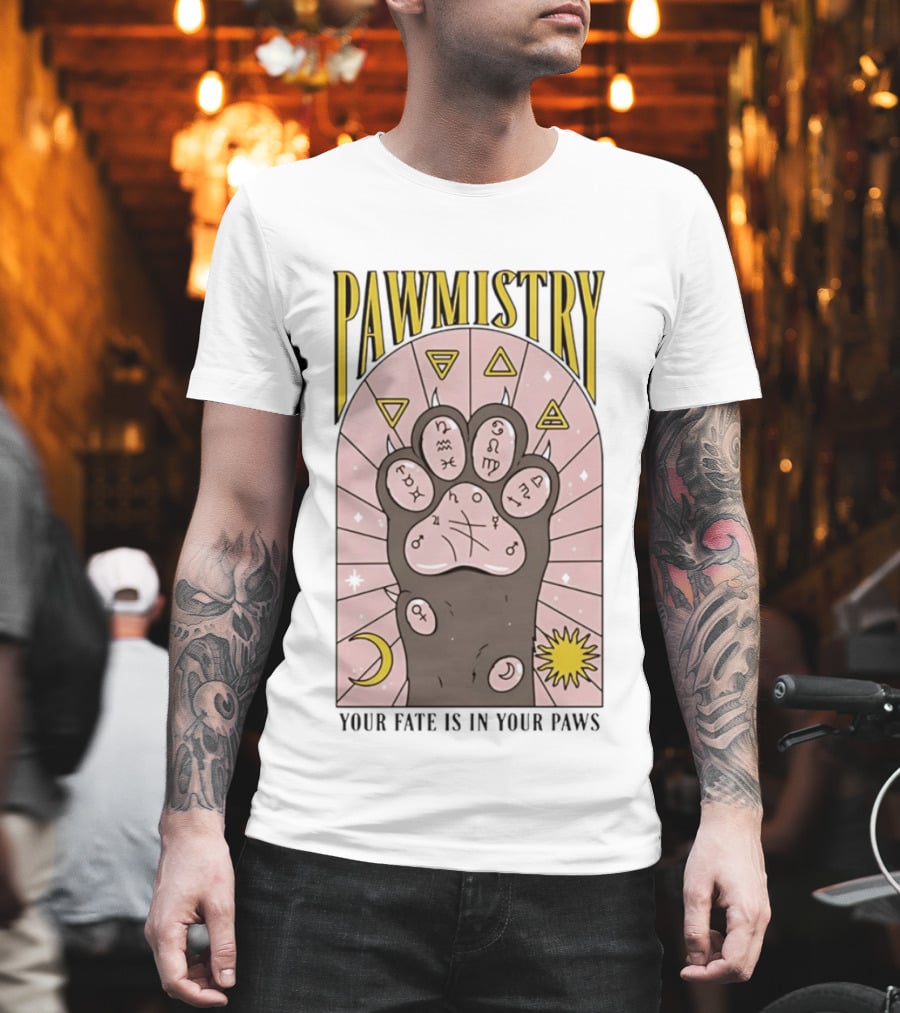 Pawmistry Astrology Cat Paw Your Fate Is In Your Paws Zodiac T-Shirt